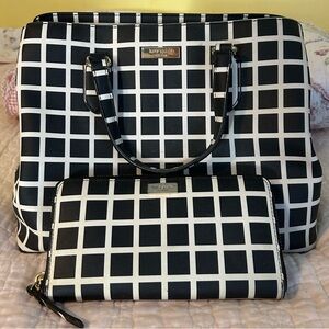 Kate Spade Purse with matching wallet in black and white check